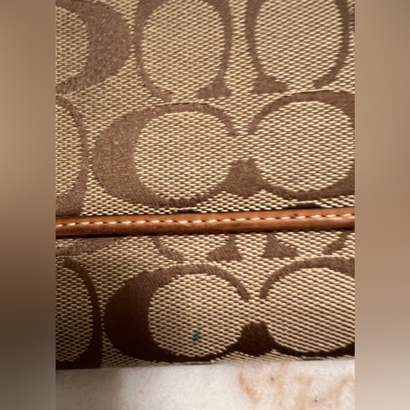 COACH Brown Monogram Fold Over Wallet - 3 Bill Pocket, Zip Pocket, 12 Card Slots - Picture 9 of 11